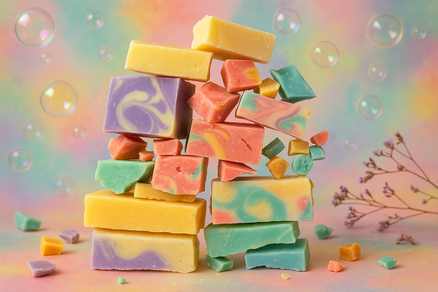 These look like wonderful bars, not scraps or ends of left over soap bars. Could you correct this? I love this theme!